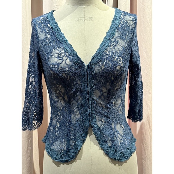 Vintage Stock Ann Ferriday Cotton Lace Crop Peplum Fairycore Jacket M - Picture 1 of 6
